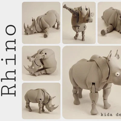 Tê giác khớp nối (Articulated Rhino) - In nguyên khối