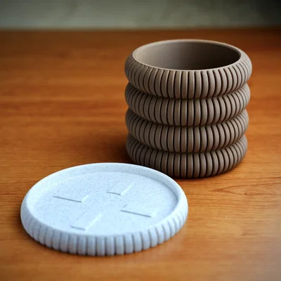 Chậu cây có gân (ribbed planter) · kèm đĩa lót