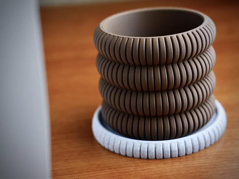 Chậu cây có gân (ribbed planter) · kèm đĩa lót - Image 5