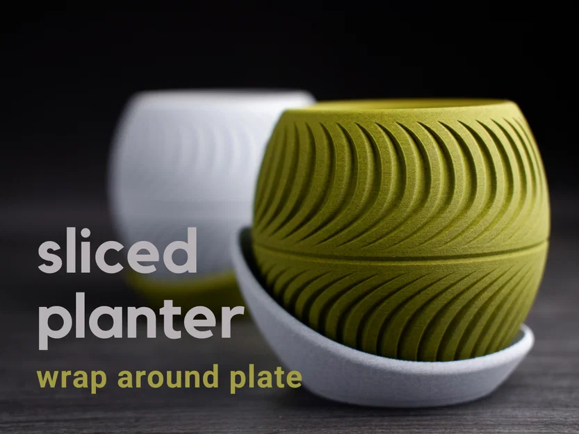 Chậu cây họa tiết lát cắt (sliced planter) · kèm đĩa hứng wrap-around - Image 1