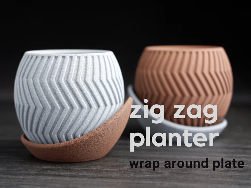 Chậu cây zig zag kèm đĩa hứng nước bao quanh - Image 1