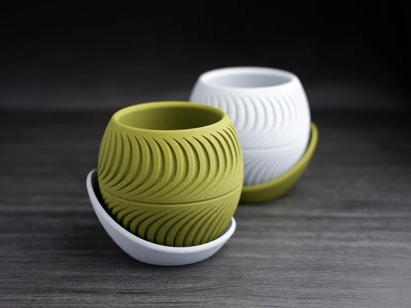 Chậu cây họa tiết lát cắt (sliced planter) · kèm đĩa hứng wrap-around - Image 2