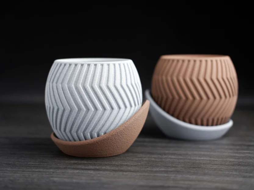 Chậu cây zig zag kèm đĩa hứng nước bao quanh - Image 4