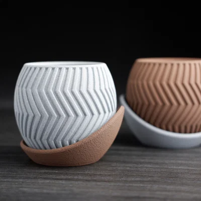 Chậu cây zig zag kèm đĩa hứng nước bao quanh
