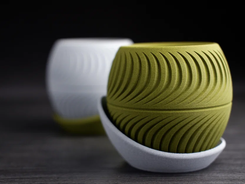 Chậu cây họa tiết lát cắt (sliced planter) · kèm đĩa hứng wrap-around - Image 3