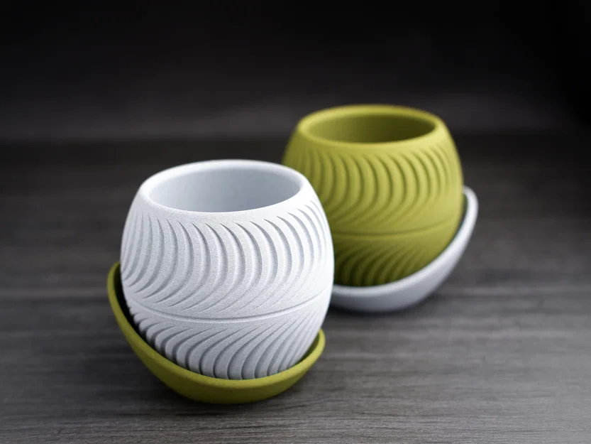 Chậu cây họa tiết lát cắt (sliced planter) · kèm đĩa hứng wrap-around - Image 4