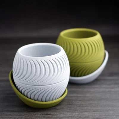 Chậu cây họa tiết lát cắt (sliced planter) · kèm đĩa hứng wrap-around