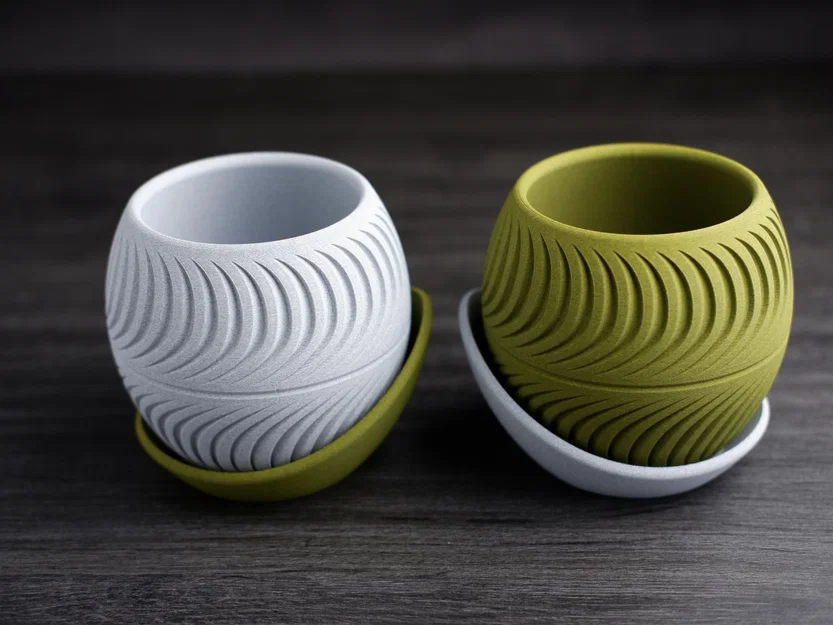 Chậu cây họa tiết lát cắt (sliced planter) · kèm đĩa hứng wrap-around - Image 5
