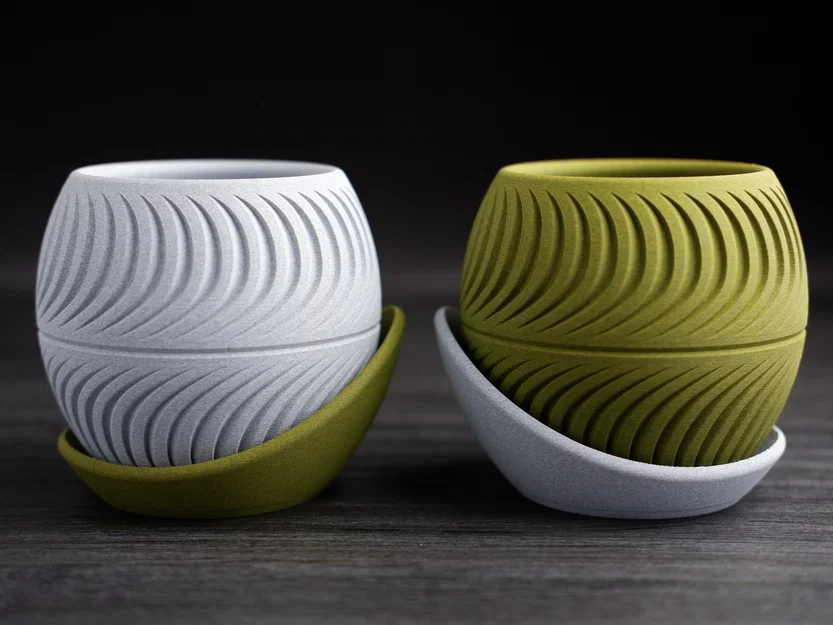 Chậu cây họa tiết lát cắt (sliced planter) · kèm đĩa hứng wrap-around - Image 6
