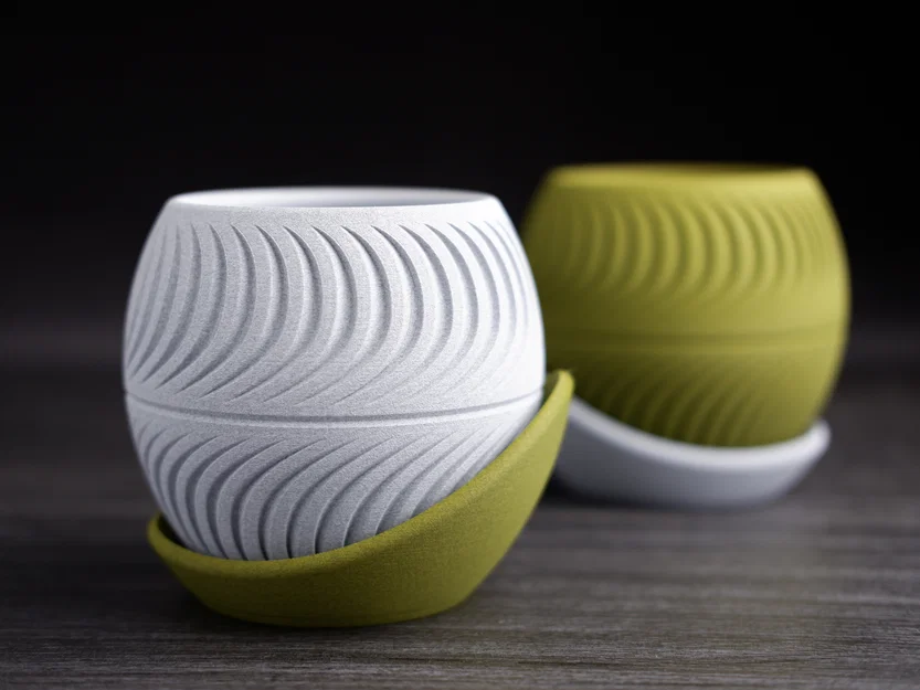 Chậu cây họa tiết lát cắt (sliced planter) · kèm đĩa hứng wrap-around - Image 7