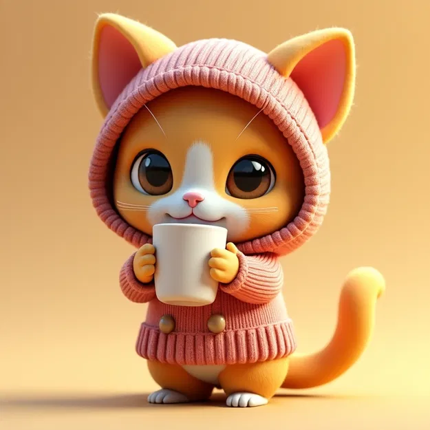 Chú mèo cùng tách cà phê - Image 1