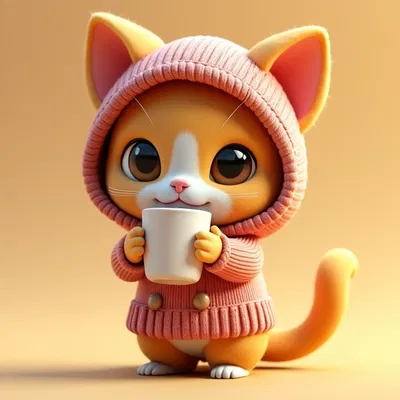 Chú mèo cùng tách cà phê