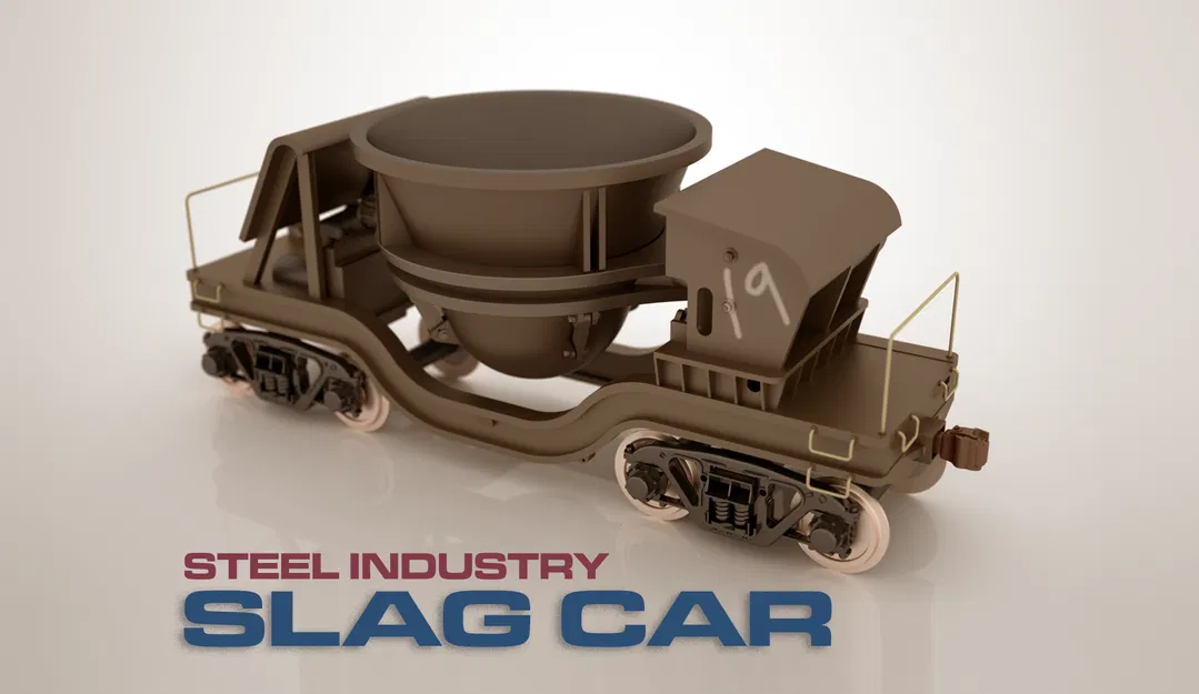 Mô hình toa xe chở xỉ thép công nghiệp (Steel Industry Slag Rail Car) - Image 1