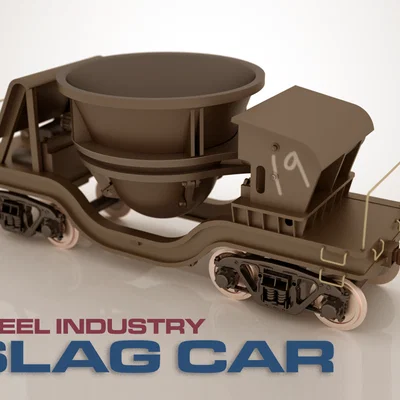 Mô hình toa xe chở xỉ thép công nghiệp (Steel Industry Slag Rail Car)