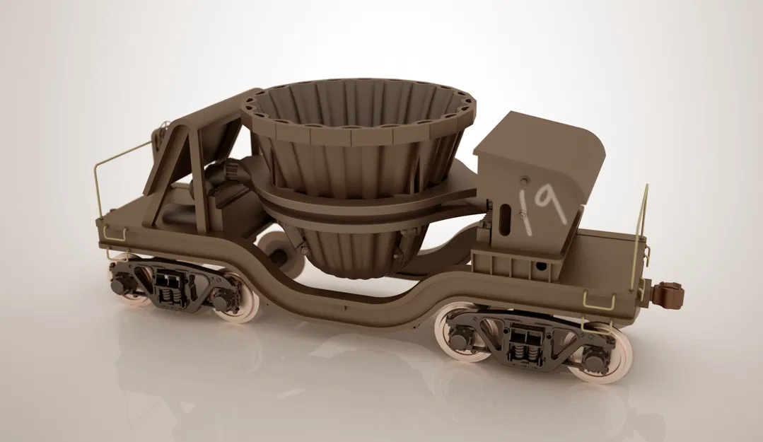 Mô hình toa xe chở xỉ thép công nghiệp (Steel Industry Slag Rail Car) - Image 3