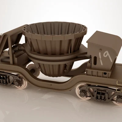 Mô hình toa xe chở xỉ thép công nghiệp (Steel Industry Slag Rail Car)