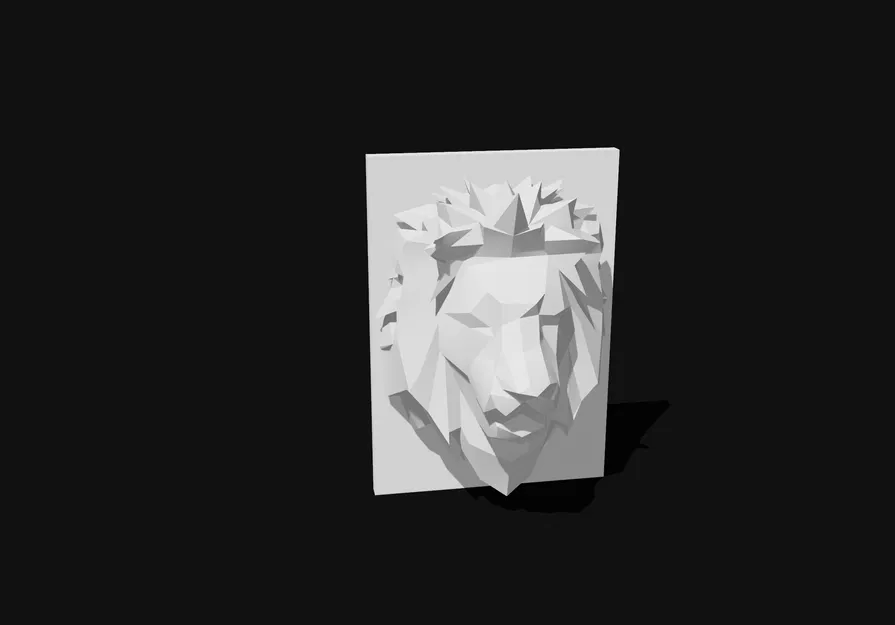 Mô hình đầu sư tử nghệ thuật Low Poly trang trí tường 3D - Image 3