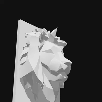 Mô hình đầu sư tử nghệ thuật Low Poly trang trí tường 3D
