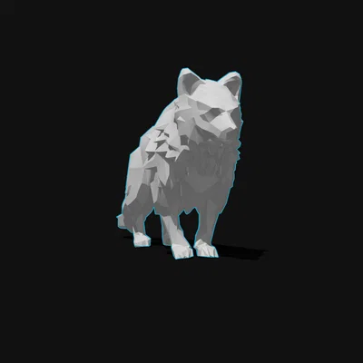 Mô hình cáo Bắc Cực (Arctic Fox) trang trí phong cách Low-poly 3D