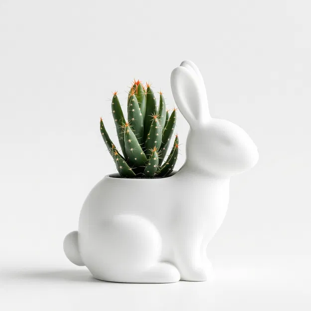 Chậu Cây Hình Thỏ Đáng Yêu – Lọ Hoa & Chậu Trang Trí Độc Đáo - Image 1