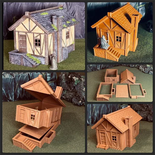 Nhà Trung Cổ RPG Dạng Module - Địa hình D&D Tối ưu cho in FDM - Image 1