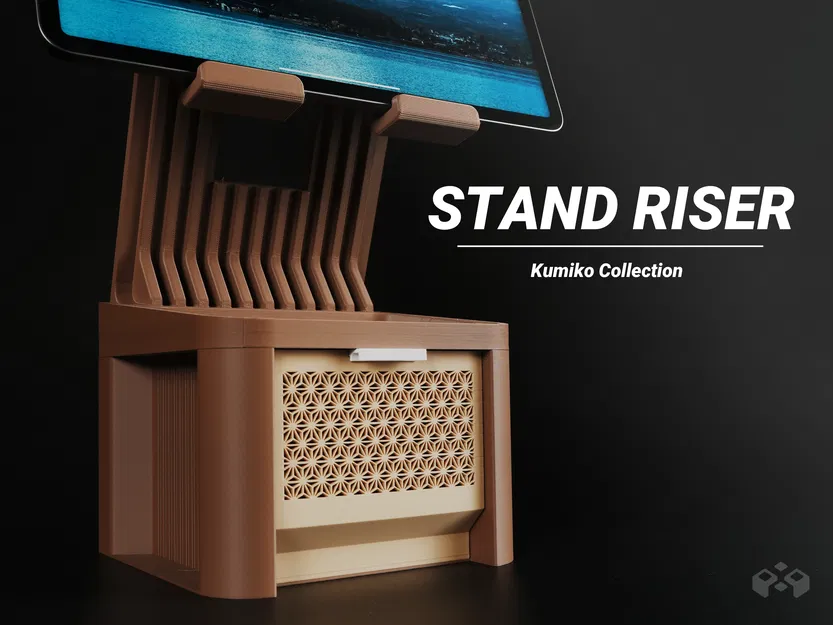 Đôn Hộc Kéo Họa Tiết Kumiko Cho iPad / Giá Đỡ Tablet - Image 1