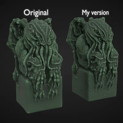 Mô hình tượng thần Cthulhu trên bệ đá - Đồ trang trí in 3D độc đáo