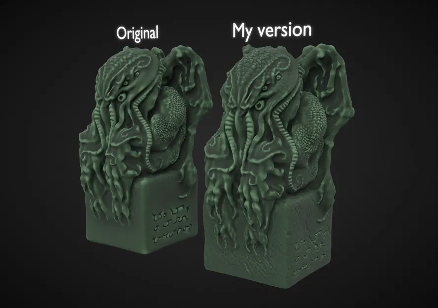 Mô hình tượng thần Cthulhu trên bệ đá - Đồ trang trí in 3D độc đáo - Image 4