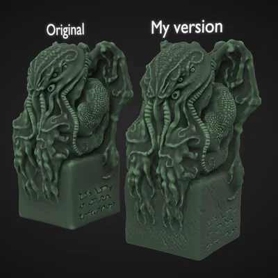 Mô hình tượng thần Cthulhu trên bệ đá - Đồ trang trí in 3D độc đáo