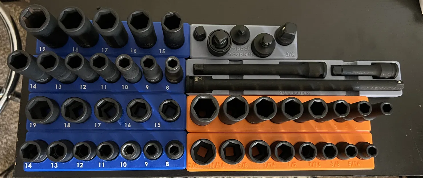 Khay giữ đầu khẩu Quinn 3/8 inch (Gridfinity Socket Holders) - Image 1