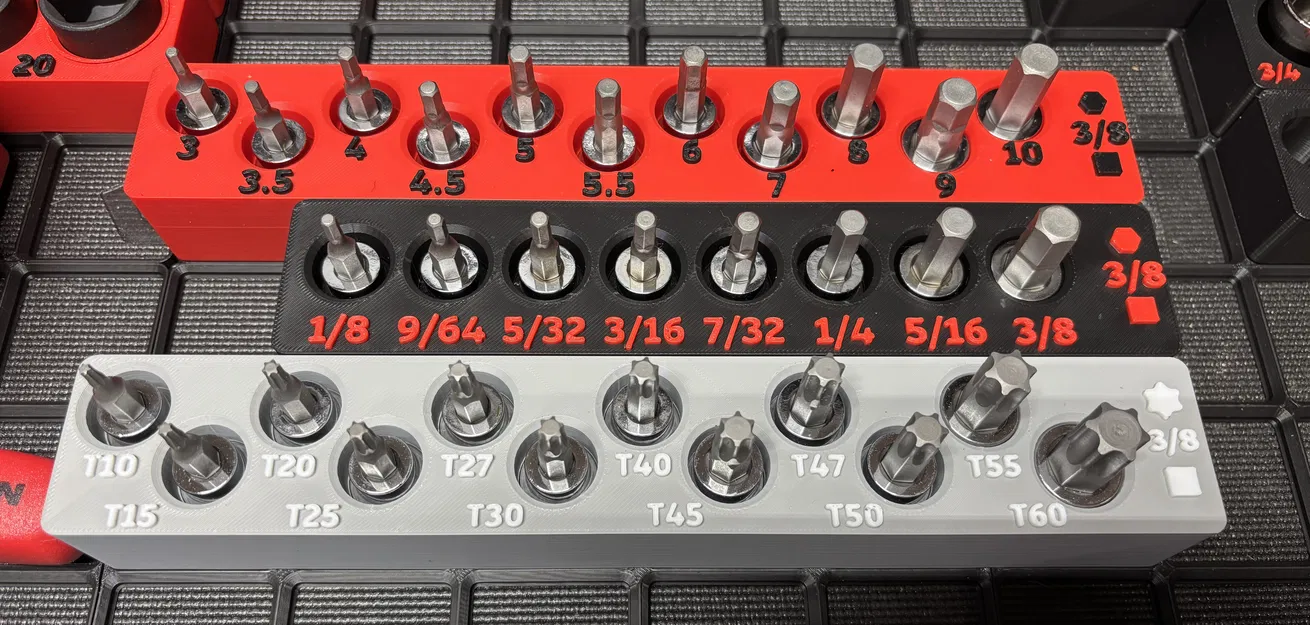 Khay đựng đầu tuýp Tekton 3/8" Drive (Hex Metric, Imperial & Torx) - Chuẩn Gridfinity - Image 1