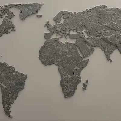 Bản đồ thế giới có hiệu ứng độ cao