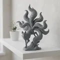 Tác phẩm điêu khắc hồ ly chín đuôi Kitsune thanh lịch - Thumbnail 1