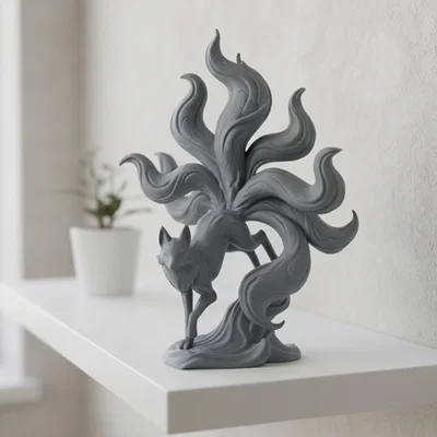Tác phẩm điêu khắc hồ ly chín đuôi Kitsune thanh lịch