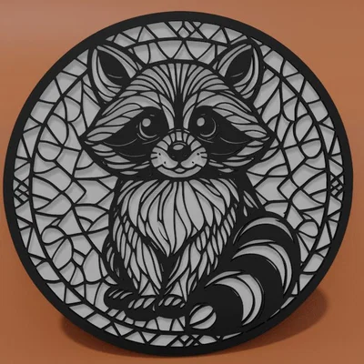 Mô hình trang trí tường chú gấu mèo (Racoon) nghệ thuật in 3D