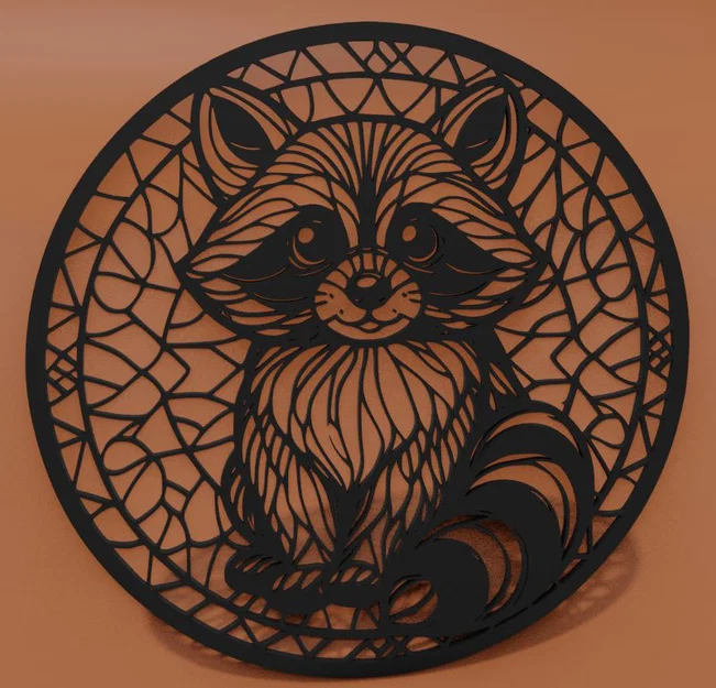 Mô hình trang trí tường chú gấu mèo (Racoon) nghệ thuật in 3D - Image 2