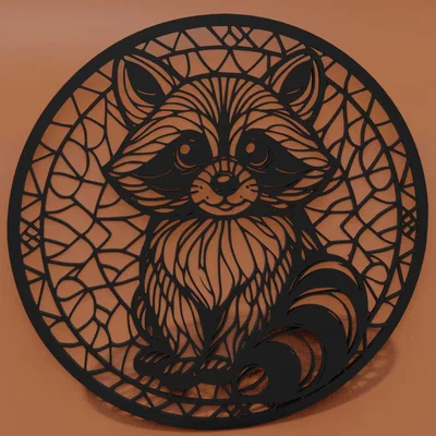 Mô hình trang trí tường chú gấu mèo (Racoon) nghệ thuật in 3D