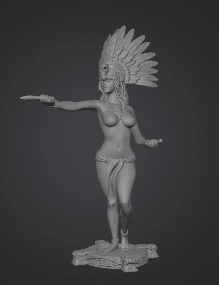 Mô hình nữ vũ công đội mũ lông vũ thổ dân in 3D cực sắc nét - Image 1