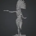 Mô hình nữ vũ công đội mũ lông vũ thổ dân in 3D cực sắc nét - Thumbnail 1