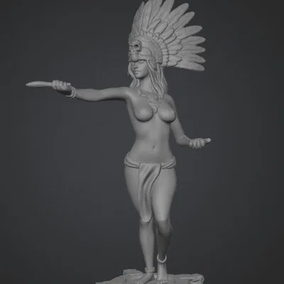 Mô hình nữ vũ công đội mũ lông vũ thổ dân in 3D cực sắc nét