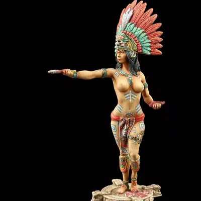 Mô hình nữ vũ công đội mũ lông vũ thổ dân in 3D cực sắc nét