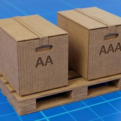 Bộ tổ chức pin hình Pallet & Thùng hàng thu nhỏ (AA & AAA)