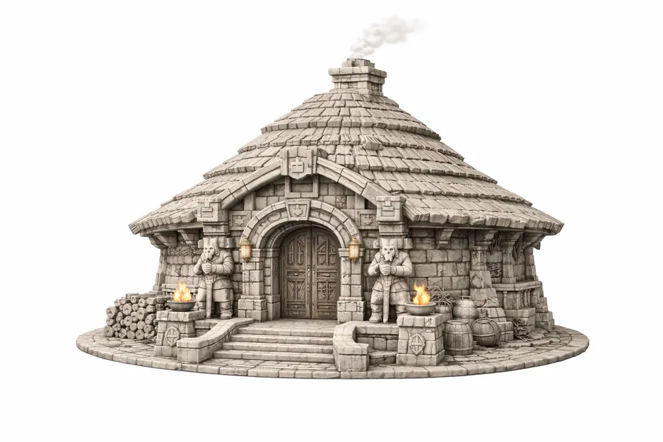 Túp lều người lùn (Dwarven Hutt) - Mô hình cảnh quan cho game - Image 4