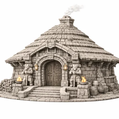 Túp lều người lùn (Dwarven Hutt) - Mô hình cảnh quan cho game
