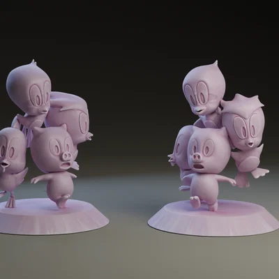Mô hình 3D Heo con và Gà con dễ thương - Tải file STL miễn phí