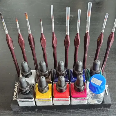 Kệ Đựng Màu Airbrush Kèm Giá Cắm Cọ