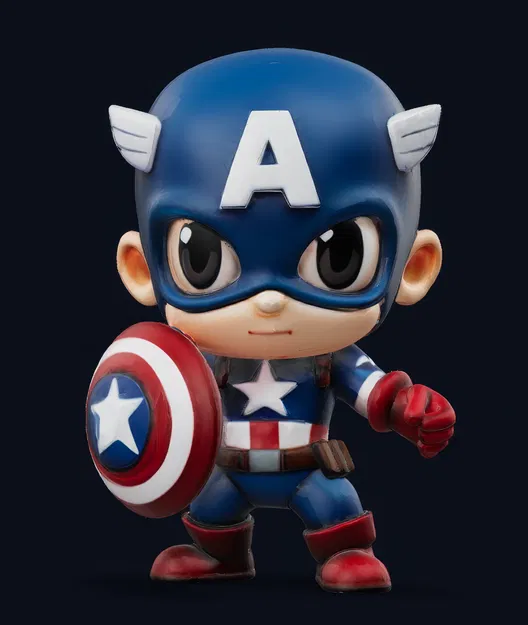 Mô hình 3D Chibi Captain America - Image 1