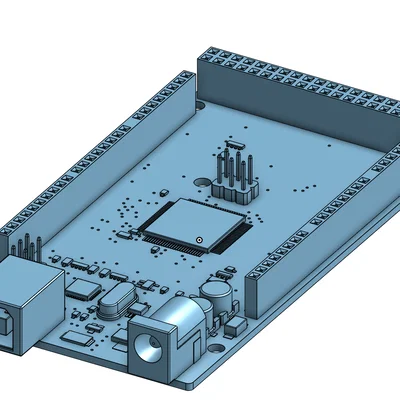 Mô hình 3D chi tiết bảng mạch Arduino Mega 2560 R3
