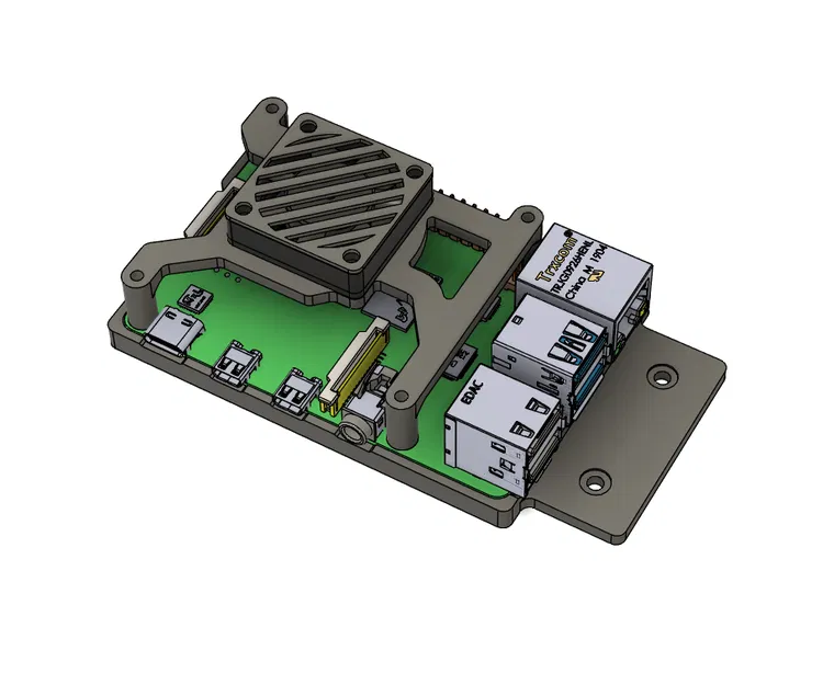 Vỏ case Raspberry Pi4 Slim kèm đế gắn quạt 30mm và nhôm định hình 2020 - Image 1