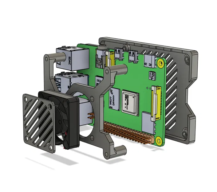Vỏ case Raspberry Pi4 Slim kèm đế gắn quạt 30mm và nhôm định hình 2020 - Image 2